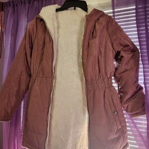 Girls DkNY Pink  Coat with Faux Fur Lining